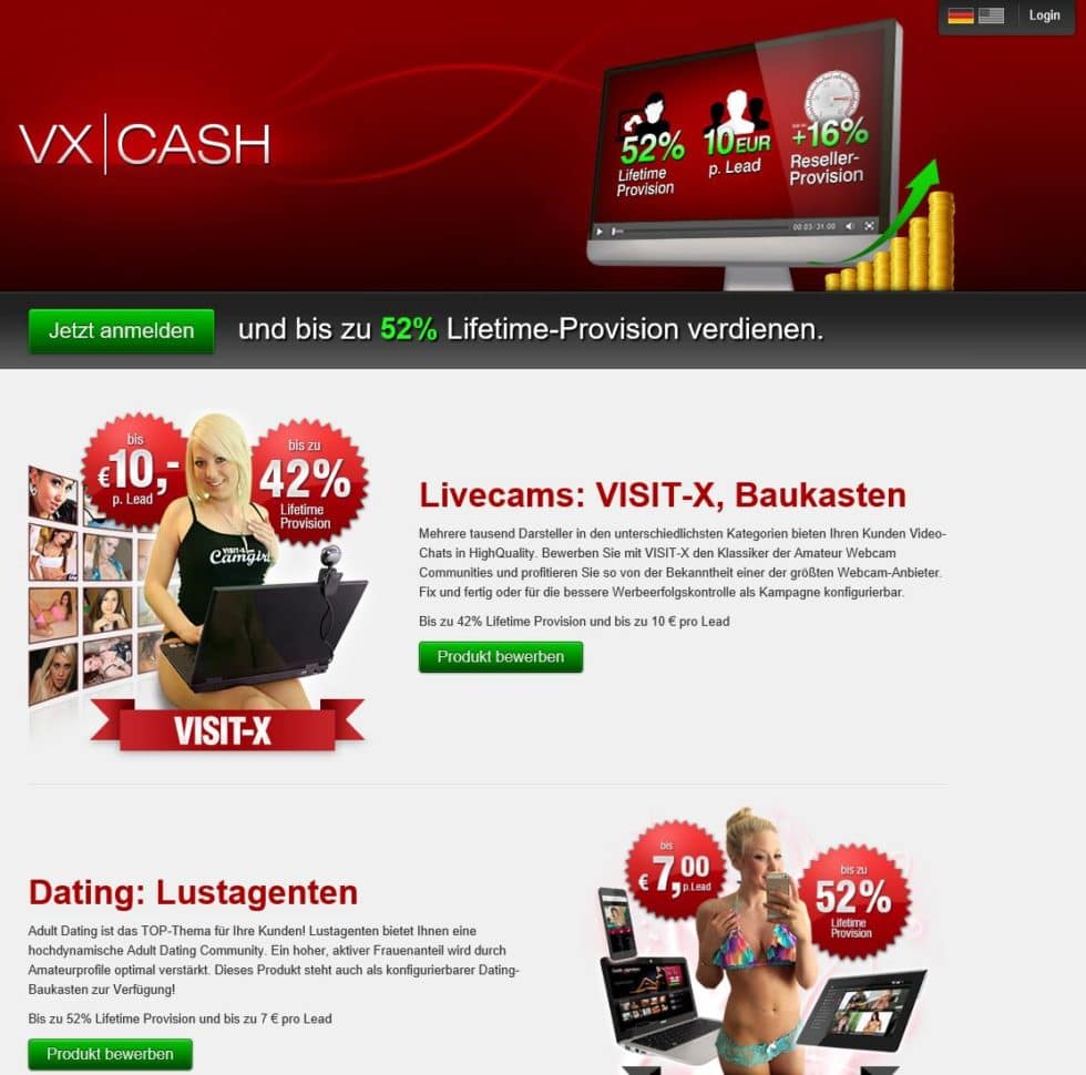 VX Cash Erotik Partnerprogramm Online Geld verdienen 